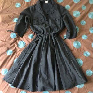 Vintage Junior Scene Black Dress M